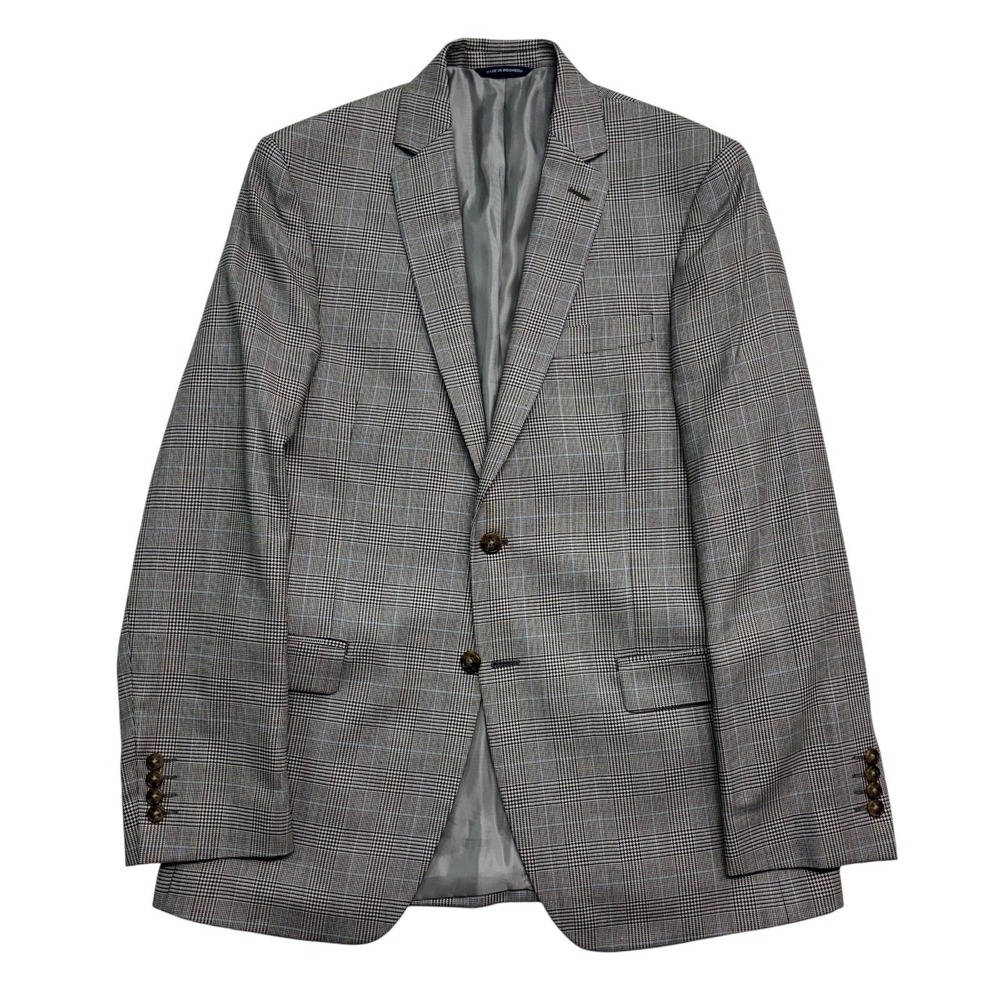 Ralph Lauren 40L Glen Plaid Prince of Wales Blazer Jacket Silk Wool Sport Coat